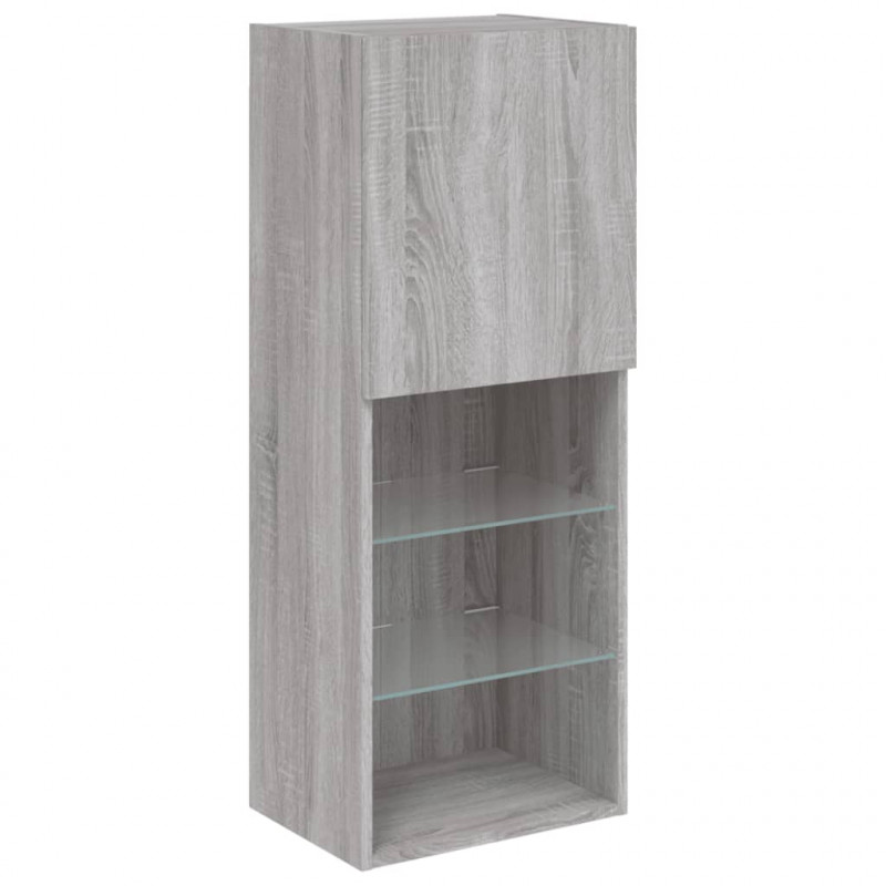 Szafka TV z LED, szary dąb sonoma, 40,5x30x102 cm