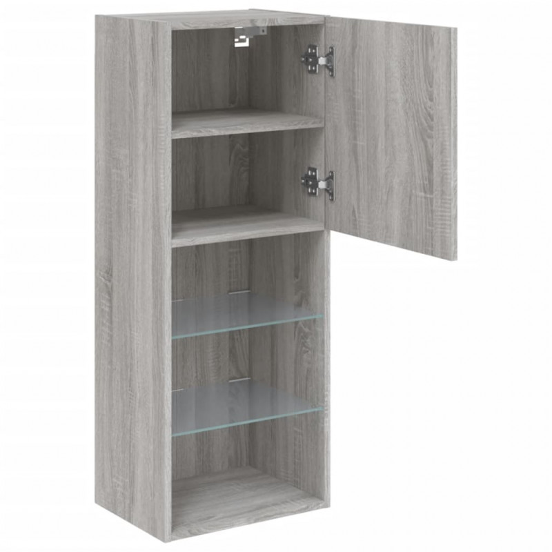Szafka TV z LED, szary dąb sonoma, 40,5x30x102 cm