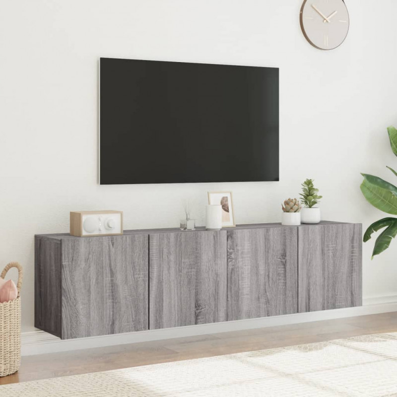Ścienne szafki TV, 2 szt., szary dąb sonoma, 80x30x41 cm