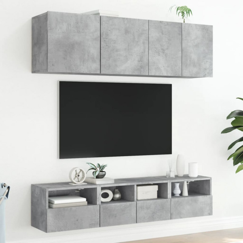 Ścienne szafki TV, 2 szt., szarość betonu, 40x30x30 cm