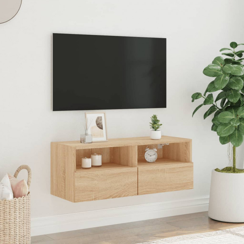 Ścienna szafka TV, dąb sonoma, 80x30x30 cm