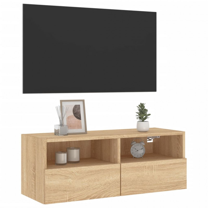 Ścienna szafka TV, dąb sonoma, 80x30x30 cm