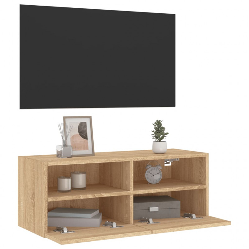 Ścienna szafka TV, dąb sonoma, 80x30x30 cm