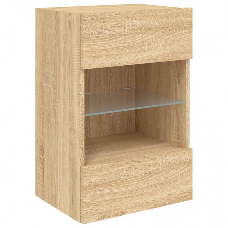 Ścienne szafki TV z LED, 2 szt., dąb sonoma, 40x30x60,5 cm