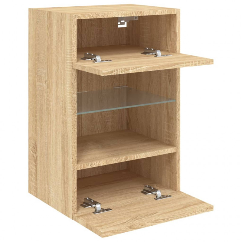 Ścienne szafki TV z LED, 2 szt., dąb sonoma, 40x30x60,5 cm