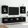 Ścienne szafki TV z LED, 2 szt., czarne, 40x30x60,5 cm