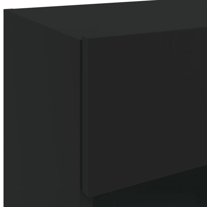 Ścienne szafki TV z LED, 2 szt., czarne, 40x30x60,5 cm