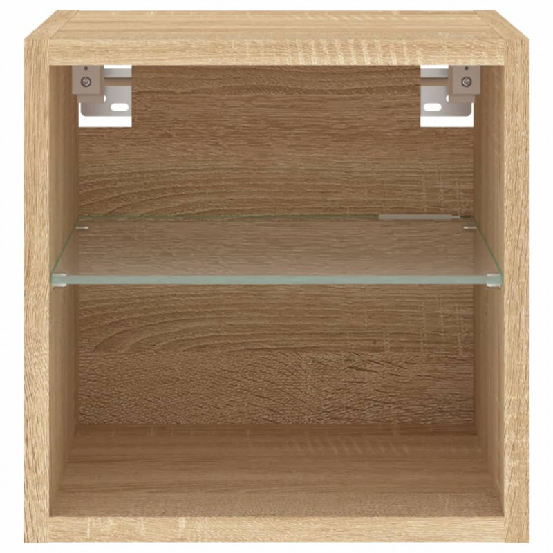 Ścienna szafka TV z LED, dąb sonoma, 30x28,5x30 cm