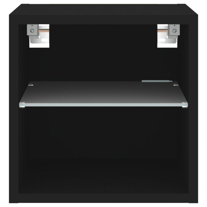 Ścienna szafka TV z LED, czarna, 30x28,5x30 cm