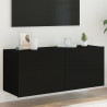 Ścienna szafka TV z LED, czarna, 100x35x41 cm