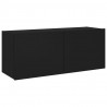 Ścienna szafka TV z LED, czarna, 100x35x41 cm
