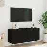 Ścienna szafka TV z LED, czarna, 100x35x41 cm