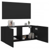 Ścienna szafka TV z LED, czarna, 100x35x41 cm