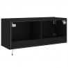 Ścienna szafka TV z LED, czarna, 100x35x41 cm