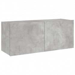 Ścienna szafka TV z LED, szarość betonu, 100x35x41 cm