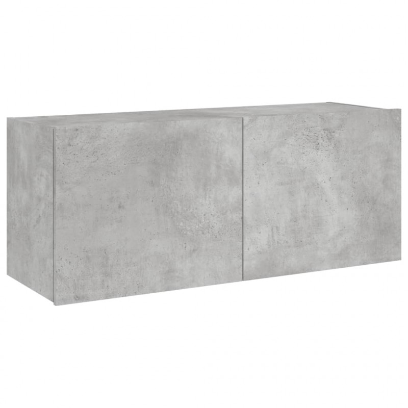 Ścienna szafka TV z LED, szarość betonu, 100x35x41 cm