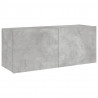 Ścienna szafka TV z LED, szarość betonu, 100x35x41 cm