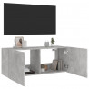 Ścienna szafka TV z LED, szarość betonu, 100x35x41 cm