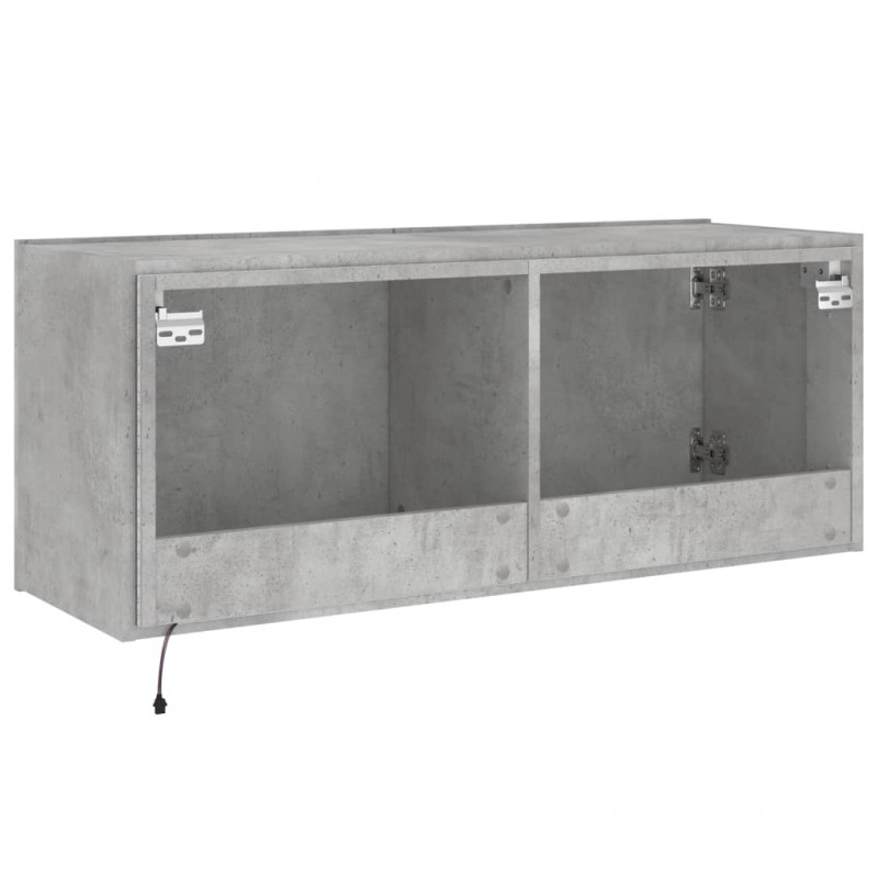 Ścienna szafka TV z LED, szarość betonu, 100x35x41 cm