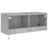 Ścienna szafka TV z LED, szarość betonu, 100x35x41 cm