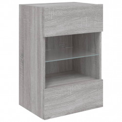 Ścienna szafka TV z LED, szary dąb sonoma, 40x30x60,5 cm