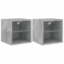 Ścienne szafki TV z LED, 2 szt., szarość betonu, 30x28,5x30 cm