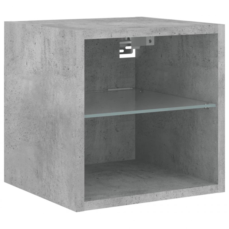 Ścienne szafki TV z LED, 2 szt., szarość betonu, 30x28,5x30 cm