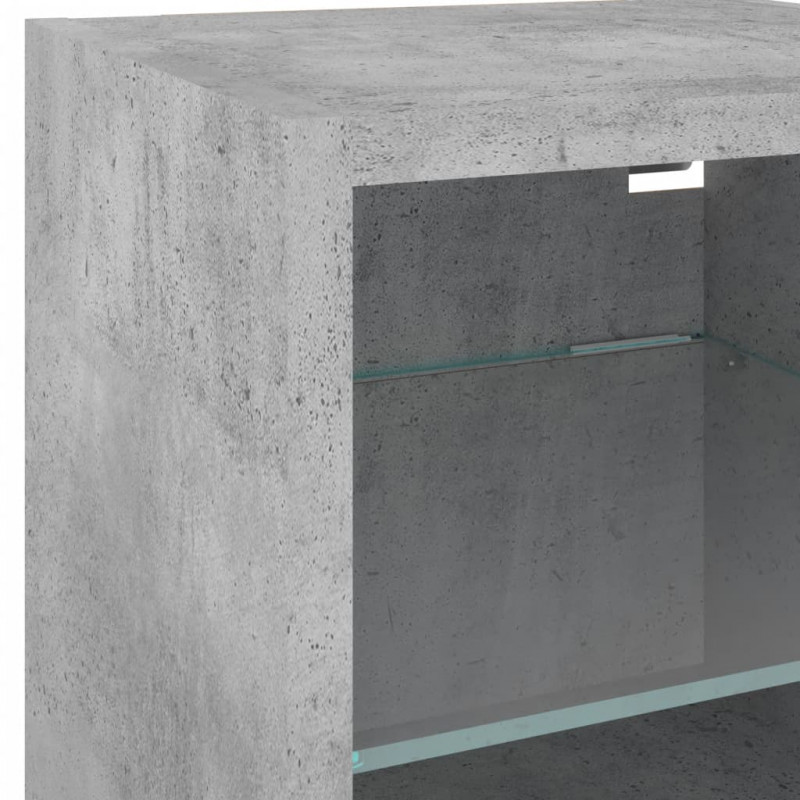 Ścienne szafki TV z LED, 2 szt., szarość betonu, 30x28,5x30 cm