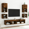 Ścienne szafki TV z LED, 2 szt., przydymiony dąb, 30x28,5x30 cm