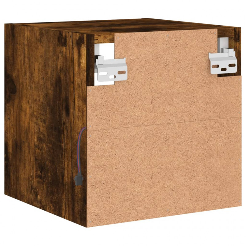 Ścienne szafki TV z LED, 2 szt., przydymiony dąb, 30x28,5x30 cm