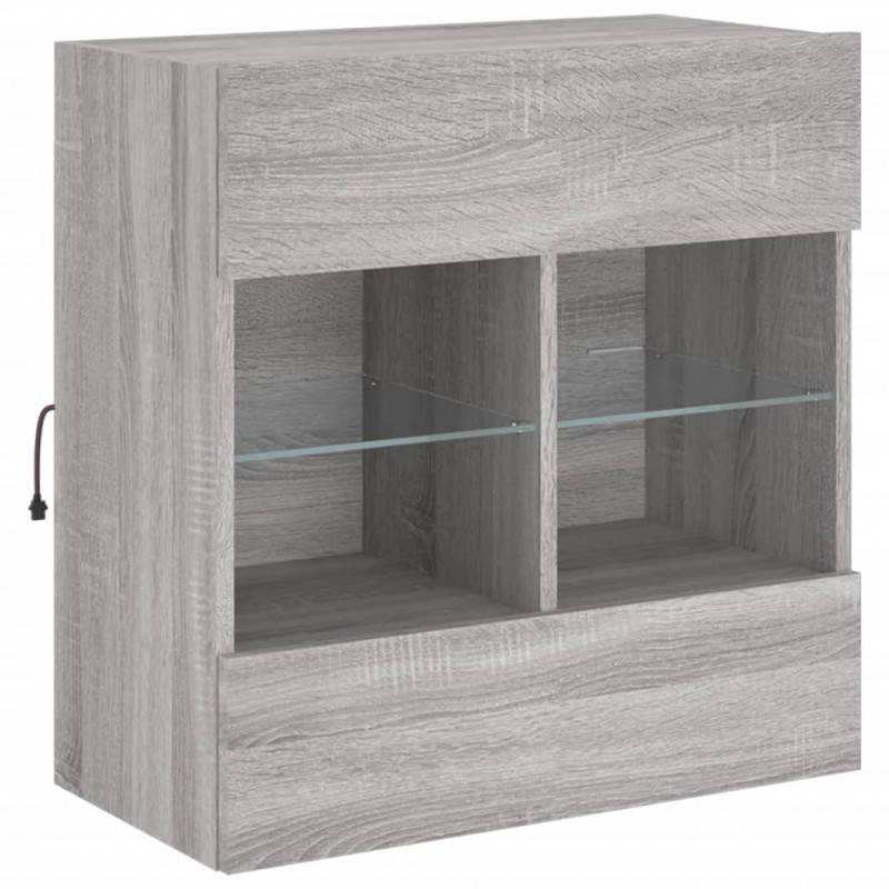 Ścienna szafka TV z LED, szary dąb sonoma, 58,5x30x60,5 cm