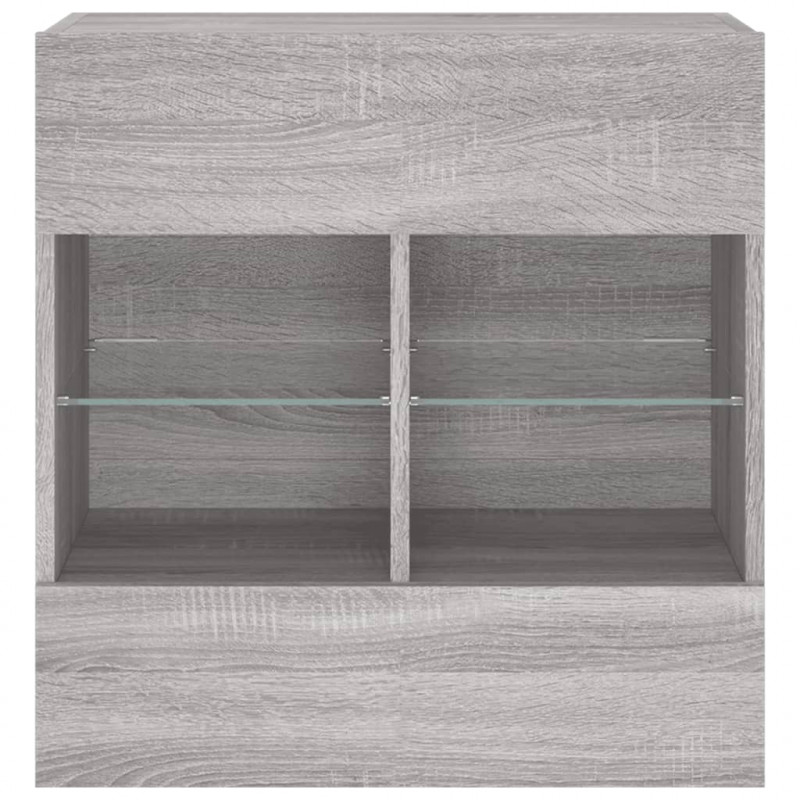 Ścienna szafka TV z LED, szary dąb sonoma, 58,5x30x60,5 cm