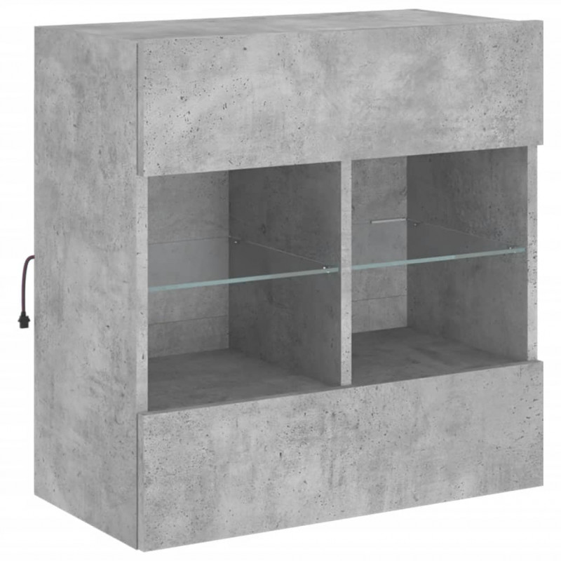 Ścienna szafka TV z LED, szarość betonu, 58,5x30x60,5 cm