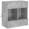 Ścienna szafka TV z LED, szarość betonu, 58,5x30x60,5 cm