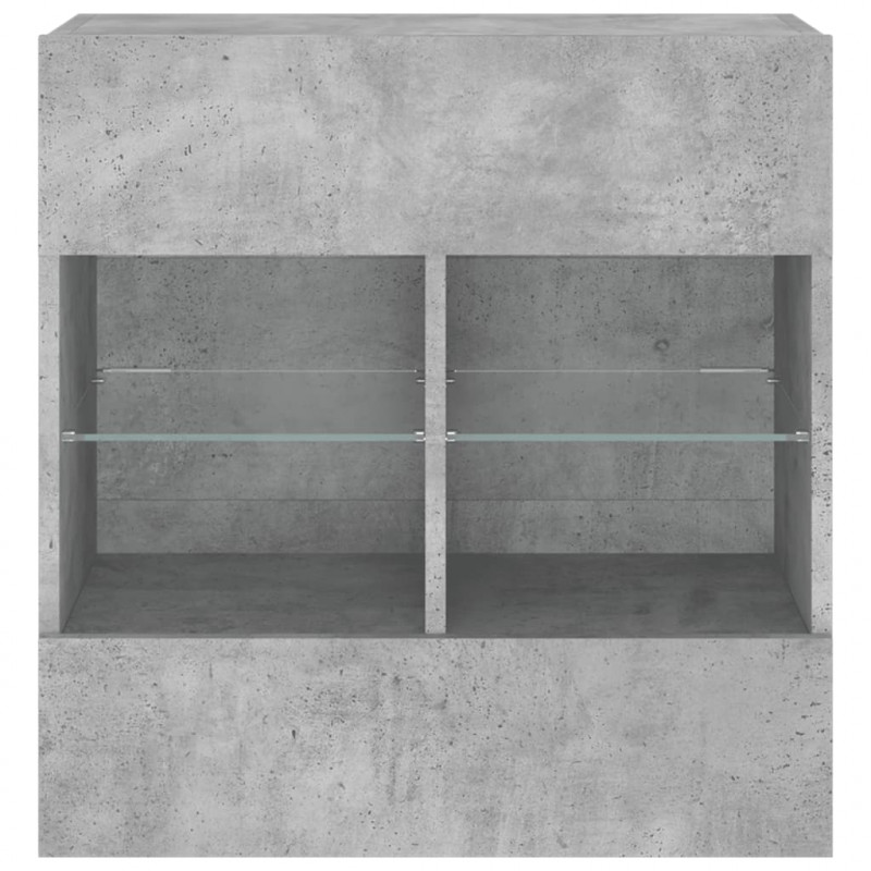 Ścienna szafka TV z LED, szarość betonu, 58,5x30x60,5 cm