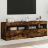 Ścienne szafki TV z LED, 2 szt., przydymiony dąb, 60x30x40 cm
