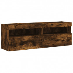 Ścienne szafki TV z LED, 2 szt., przydymiony dąb, 60x30x40 cm