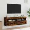Ścienne szafki TV z LED, 2 szt., przydymiony dąb, 60x30x40 cm