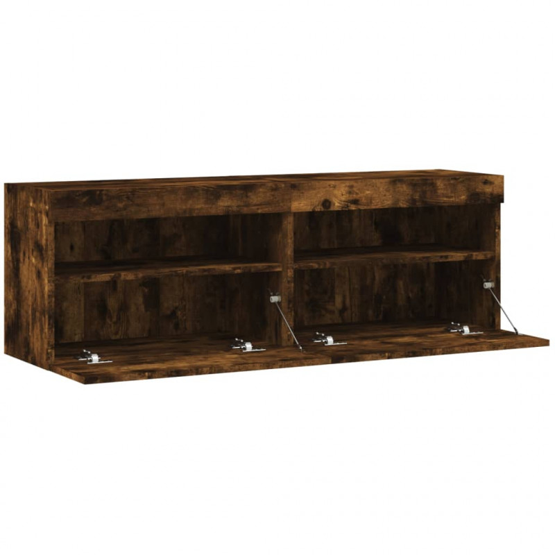 Ścienne szafki TV z LED, 2 szt., przydymiony dąb, 60x30x40 cm