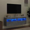 Ścienne szafki TV z LED, 2 szt., szarość betonu, 60x30x40 cm
