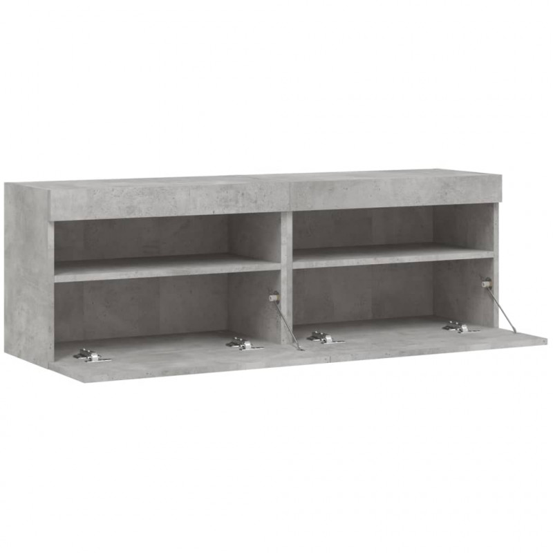 Ścienne szafki TV z LED, 2 szt., szarość betonu, 60x30x40 cm
