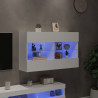 Ścienna szafka TV z LED, biała, 98,5x30x60,5 cm