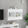 Ścienna szafka TV z LED, biała, 98,5x30x60,5 cm