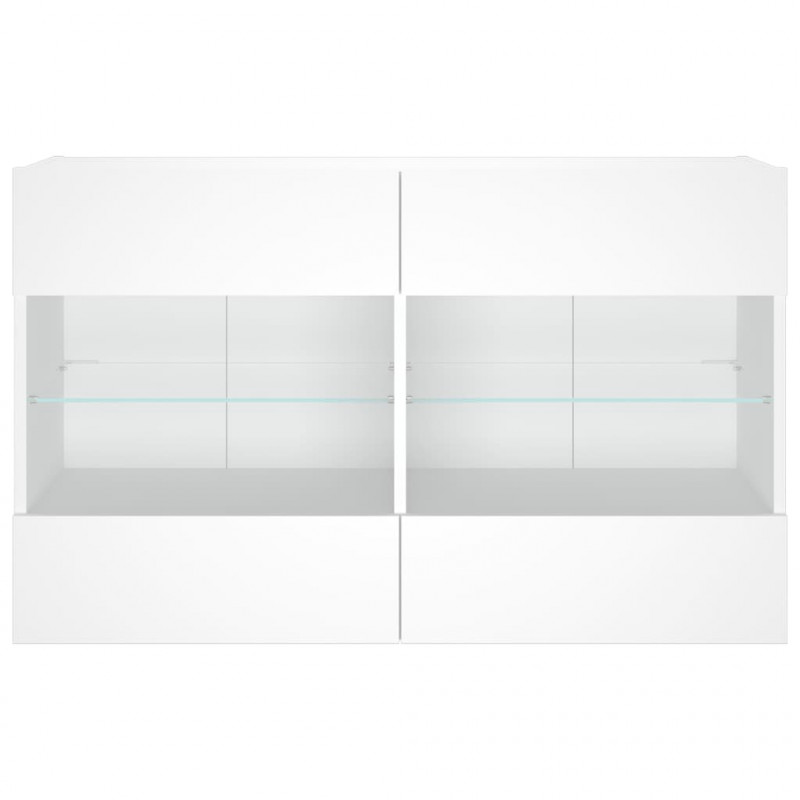 Ścienna szafka TV z LED, biała, 98,5x30x60,5 cm