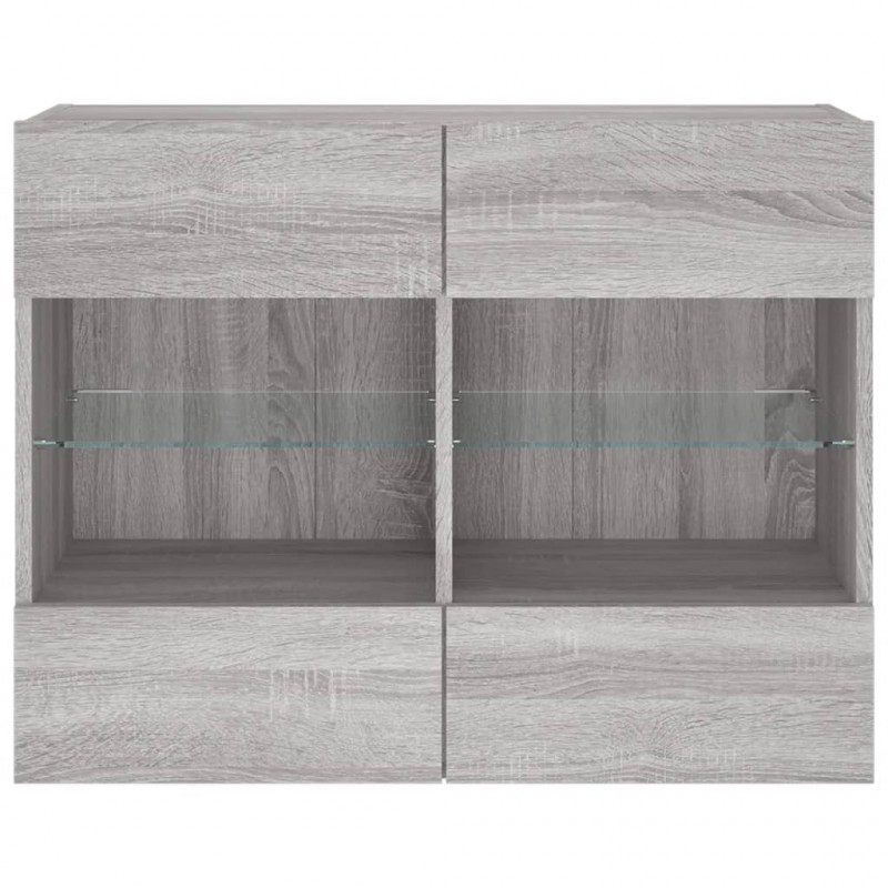 Ścienna szafka TV z LED, szary dąb sonoma, 78,5x30x60,5 cm