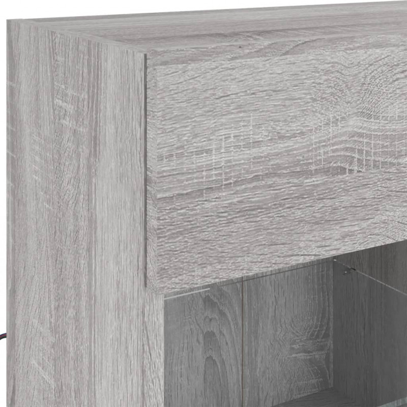 Ścienna szafka TV z LED, szary dąb sonoma, 78,5x30x60,5 cm