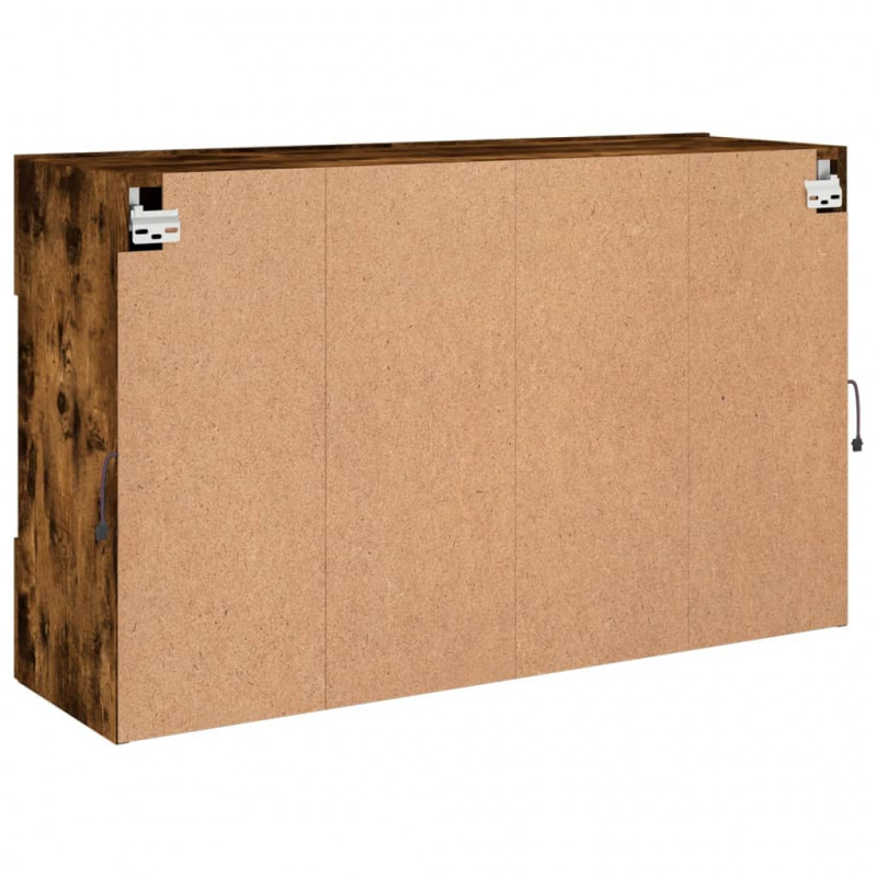Ścienna szafka TV z LED, przydymiony dąb, 98,5x30x60,5 cm