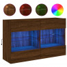 Ścienna szafka TV z LED, brązowy dąb, 98,5x30x60,5 cm