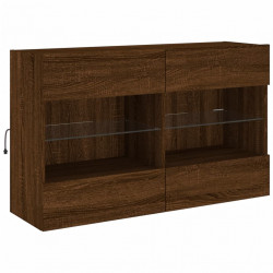 Ścienna szafka TV z LED, brązowy dąb, 98,5x30x60,5 cm