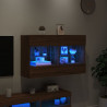 Ścienna szafka TV z LED, brązowy dąb, 98,5x30x60,5 cm